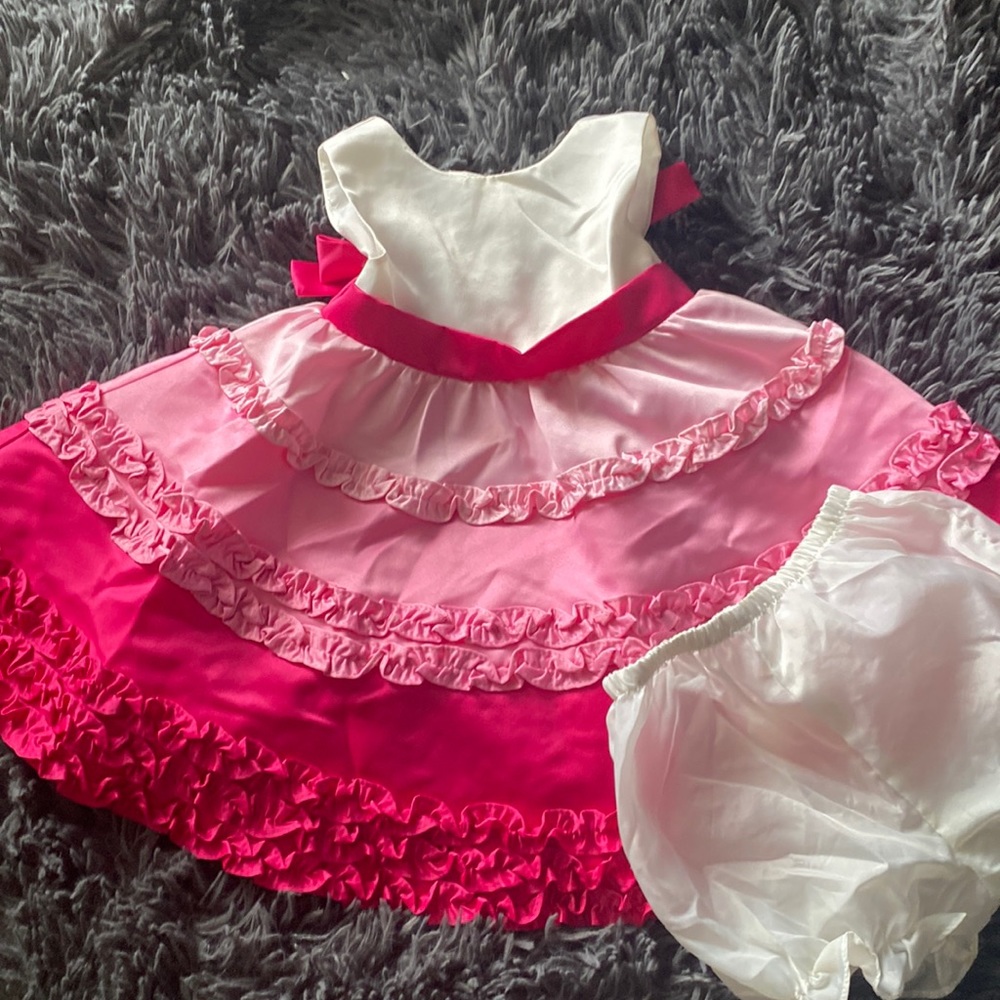 Rare Editions dress, 18 months, pink and white